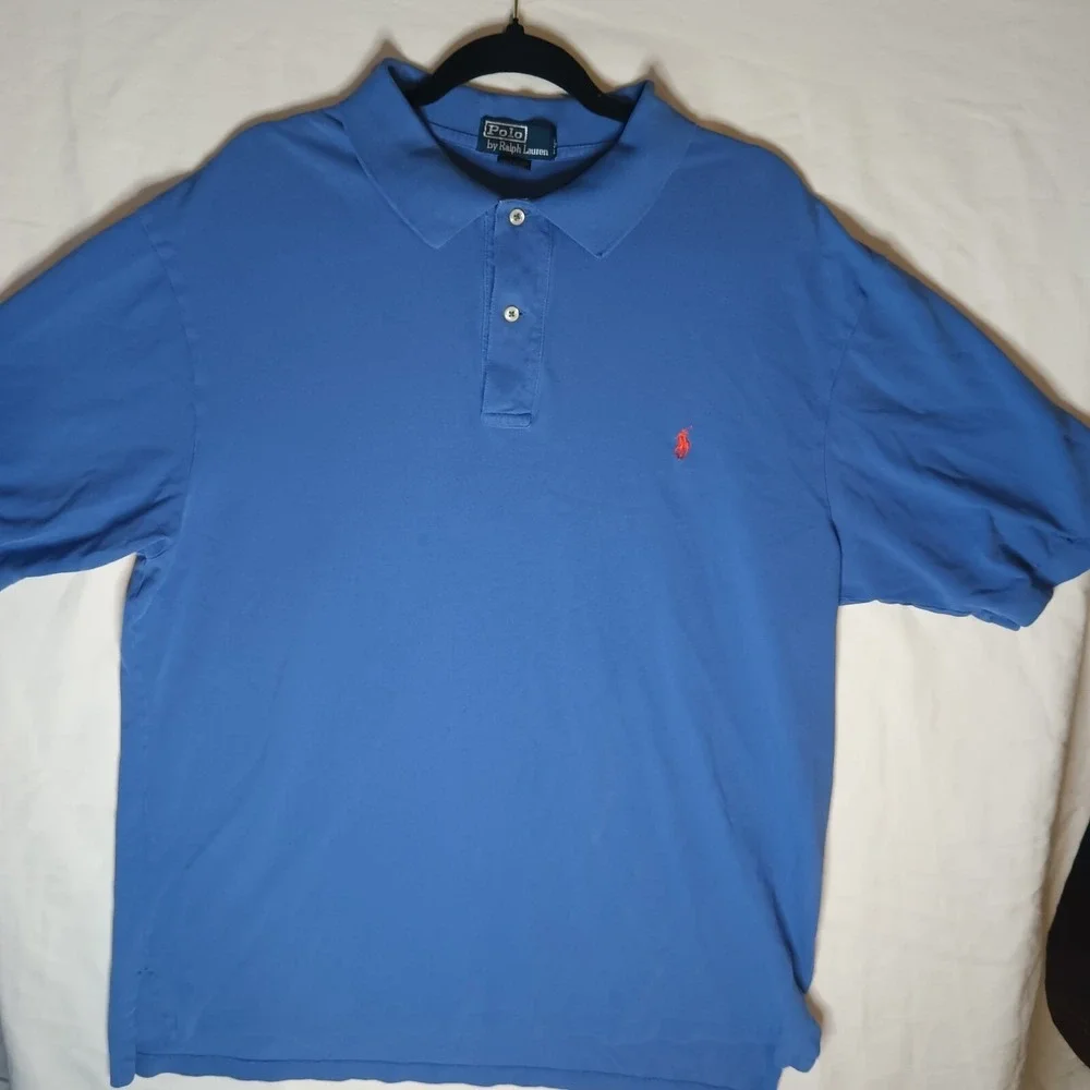 Ralph Lauren Polo Shirt Mens Size  XLT Blue‎ Cotton Short Sleeve Casual